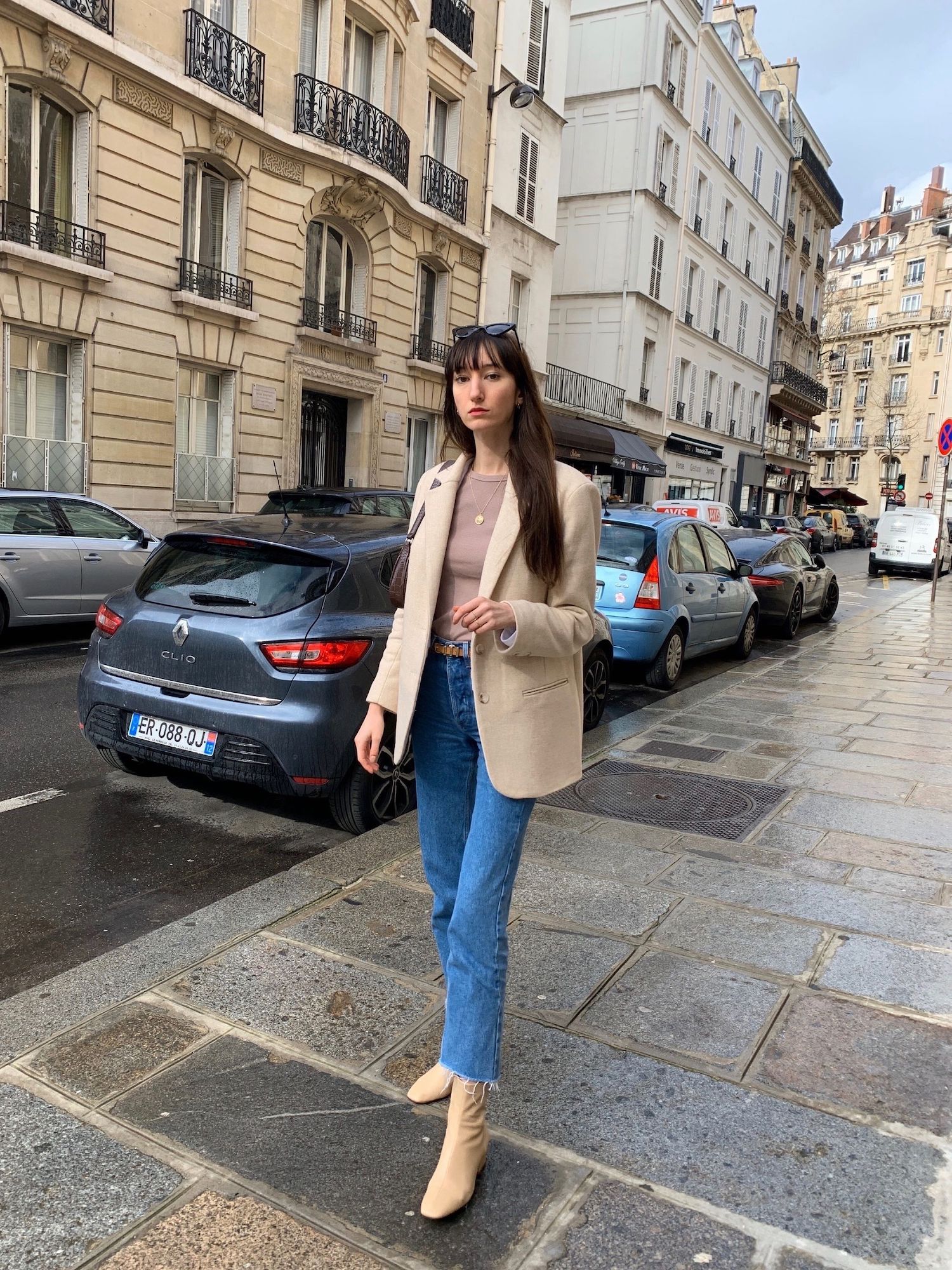 Rouje Jacques Blazer and Lara Boots on Victoria Petersen in Paris, France for French Girl Daily