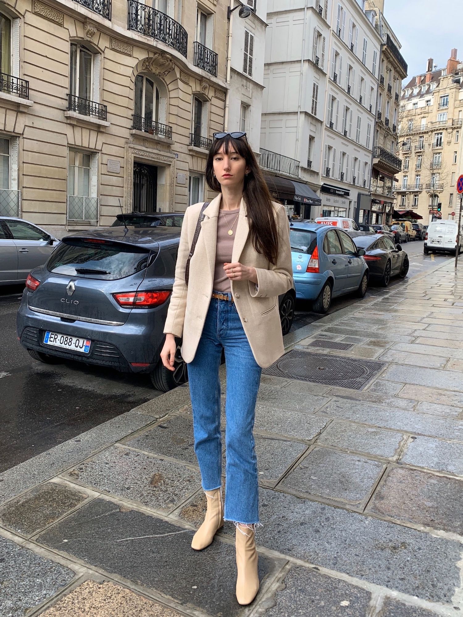Rouje Jacques Blazer and Lara Boots on Victoria Petersen in Paris, France